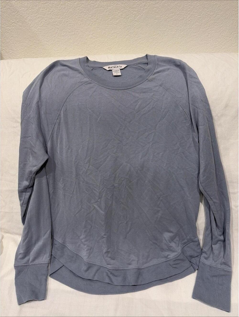 Athleta Blue Mindset Pullover Long Sleeve Modal Sweatshirt Size Small Petite